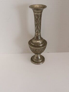 Brass 10in Vase made in India Vintage India Messed in Bottom of Vase